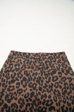 Load image into Gallery viewer, Brown Leopard Denim Frayed Split Denim Midi Skirt - Fashion Queen - 9