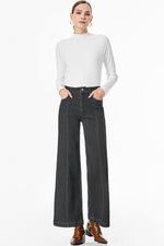 Load image into Gallery viewer, Dark Blue Plain Seam Detail Flared Bottom Ankle Length Jeans