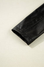 Load image into Gallery viewer, Black Faux Leather Buttoned Front Boxy Jacket