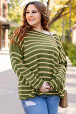 Load image into Gallery viewer, Sky Blue Stripe Drop Shoulder Casual Sweater - Fashion Queen