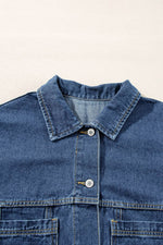 Load image into Gallery viewer, Light Blue Washed Oversize Pocketed Denim Jacket - Fashion Queen