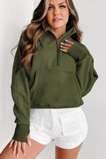 Load image into Gallery viewer, Bonbon Fleece Lined Zip Up Stand Collar Thumbhole Sleeve Sweatshirt - Fashion Queen