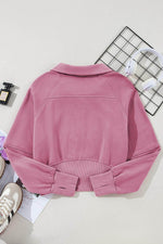 Load image into Gallery viewer, Bonbon Fleece Lined Zip Up Stand Collar Thumbhole Sleeve Sweatshirt - Fashion Queen