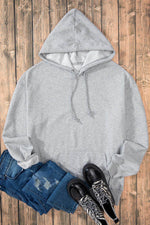 Load image into Gallery viewer, White Fleece Lined Kangaroo Pocket Drawstring Chunky Hoodie - Fashion Queen