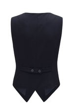 Load image into Gallery viewer, Black Solid Color Button up V Neck Suit Vest - Fashion Queen