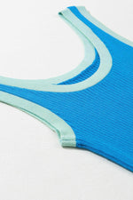 Load image into Gallery viewer, Fiery Red Colorblock Edge Ribbed Knit U Neck Tank Top - Fashion Queen