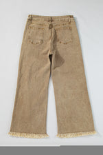Load image into Gallery viewer, Peach Blossom Acid Washed High Rise Cropped Wide Leg Jeans
