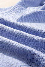 Load image into Gallery viewer, Black Eyelet Pattern Detail V Neck Drop Shoulder Sweater - Fashion Queen