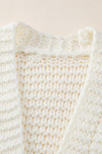 Load image into Gallery viewer, White Chunky Oversize Knit Drop Shoulder Puff Sleeve Cardigan