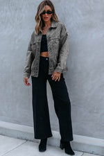 Load image into Gallery viewer, Light Blue Washed Oversize Pocketed Denim Jacket - Fashion Queen