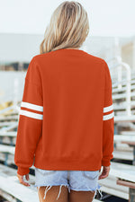 Load image into Gallery viewer, Fiery Red Varsity Striped Detail Drop Shoulder Oversized Sweatshirt