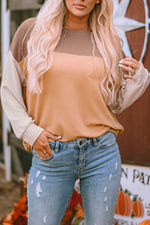 Load image into Gallery viewer, Multicolor Color Block Long Sleeve Ribbed Loose Top - Fashion Queen -  28