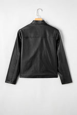 Load image into Gallery viewer, Black Faux Leather Buttoned Front Boxy Jacket