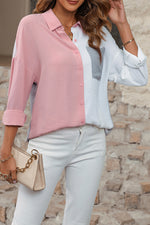 Load image into Gallery viewer, Dusty Pink Color Block/Pure Color Patch Pocket Shirt - Fashion Queen - 3