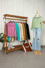 Load image into Gallery viewer, Valerian Quarter Zip Stand Neck Kangaroo Pocket Sweatshirt - Fashion Queen