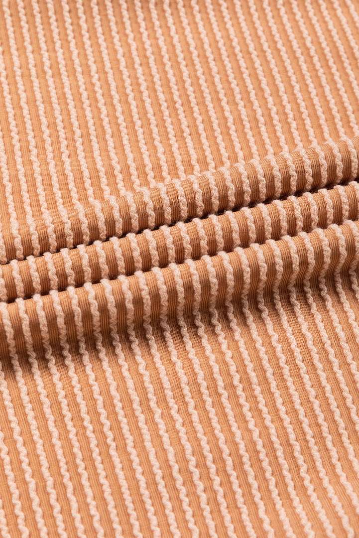 Multicolor Color Block Long Sleeve Ribbed Loose Top