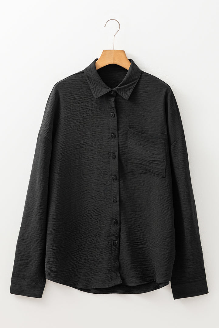 White Pure Color Patch Pocket Shirt