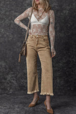 Load image into Gallery viewer, Peach Blossom Acid Washed High Rise Cropped Wide Leg Jeans