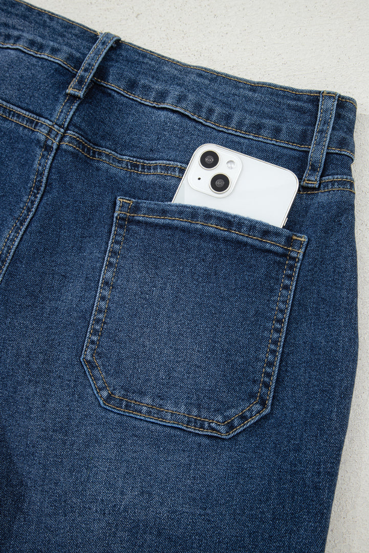 Sky Blue Cropped High Rise Wide Leg Jeans - Fashion Queen -  8