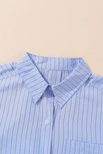 Load image into Gallery viewer, Green Stripe Button Up Oversized Casual Shirt - Fashion Queen - 29