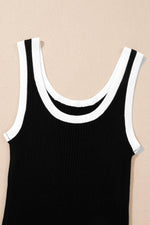 Load image into Gallery viewer, Fiery Red Colorblock Edge Ribbed Knit U Neck Tank Top - Fashion Queen