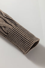 Load image into Gallery viewer, Dark Brown Contrast Cable Knit Sleeve Casual Sweater