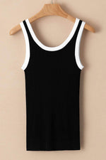 Load image into Gallery viewer, Fiery Red Colorblock Edge Ribbed Knit U Neck Tank Top - Fashion Queen