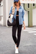 Load image into Gallery viewer, Light Blue Washed Oversize Pocketed Denim Jacket - Fashion Queen