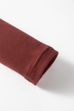 Load image into Gallery viewer, Burgundy Gathered Bust Square Neck Ribbed Fit Long Sleeve Top