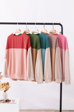 Load image into Gallery viewer, Multicolor Color Block Long Sleeve Ribbed Loose Top - Fashion Queen -  18