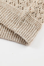 Load image into Gallery viewer, Black Eyelet Pattern Detail V Neck Drop Shoulder Sweater - Fashion Queen