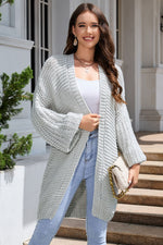 Load image into Gallery viewer, White Chunky Oversize Knit Drop Shoulder Puff Sleeve Cardigan