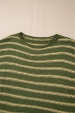 Load image into Gallery viewer, Sky Blue Stripe Drop Shoulder Casual Sweater - Fashion Queen