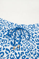 Load image into Gallery viewer, Pink Leopard Elastic Waist Lace up Contrast Trim Casual Shorts