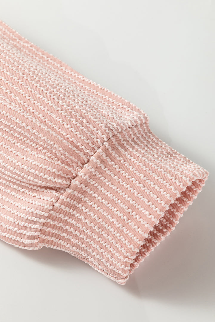 Multicolor Color Block Long Sleeve Ribbed Loose Top