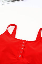 Load image into Gallery viewer, Black Square Neck Sleeveless Fashion Print Tankini Set - Fashion Queen