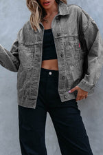 Load image into Gallery viewer, Light Blue Washed Oversize Pocketed Denim Jacket - Fashion Queen