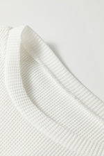 Load image into Gallery viewer, White Rounded Hem Waffle Long Sleeve Top