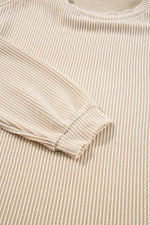 Load image into Gallery viewer, Carbon Grey Corded Knit Long Sleeve Top and High Waist Shorts Set - Fashion Queen