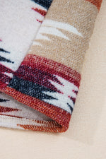 Load image into Gallery viewer, Multicolour Western Aztec Striped Patchwork Double Flap Pocket Raw Hem Shacket