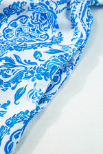 Load image into Gallery viewer, Rose Bohemian Print Puff Sleeve Tied V Neck Flared Mini Dress - Fashion Queen