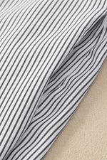 Load image into Gallery viewer, Pink Smocked Cuffed Striped Boyfriend Shirt with Pocket - Fashion Queen