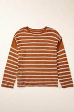 Load image into Gallery viewer, Sky Blue Stripe Drop Shoulder Casual Sweater - Fashion Queen