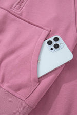 Load image into Gallery viewer, Valerian Quarter Zip Stand Neck Kangaroo Pocket Sweatshirt - Fashion Queen