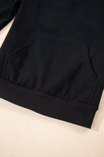 Load image into Gallery viewer, Black Button Drawstring Hooded Pullover and Casual Short Set