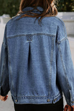 Load image into Gallery viewer, Light Blue Washed Oversize Pocketed Denim Jacket - Fashion Queen