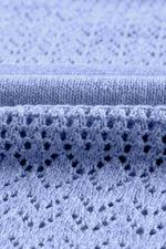 Load image into Gallery viewer, Black Eyelet Pattern Detail V Neck Drop Shoulder Sweater - Fashion Queen