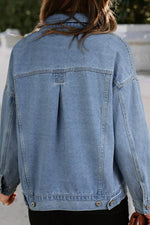 Load image into Gallery viewer, Light Blue Washed Oversize Pocketed Denim Jacket - Fashion Queen