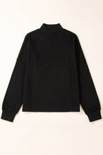 Load image into Gallery viewer, White Zipped Neck Pullover Drop Shoulder Sweatshirt - Fashion Queen