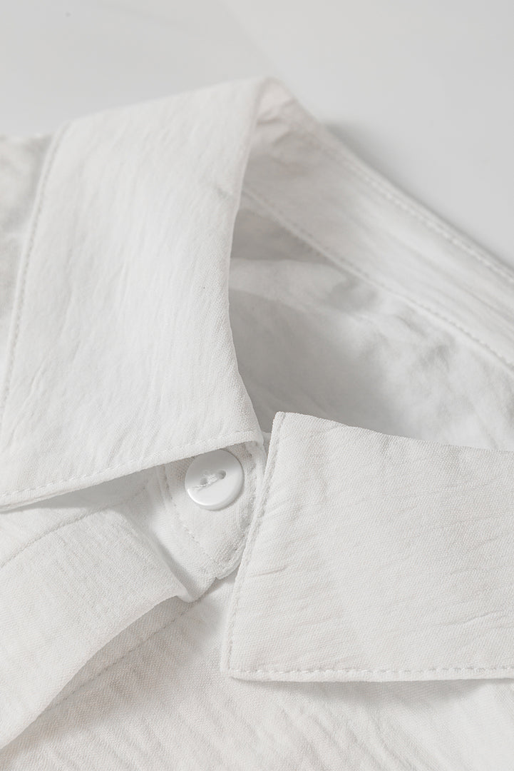 White Pure Color Patch Pocket Shirt